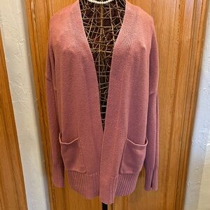 Sonoma Dusty Rose Open-Front Pocket Cardigan